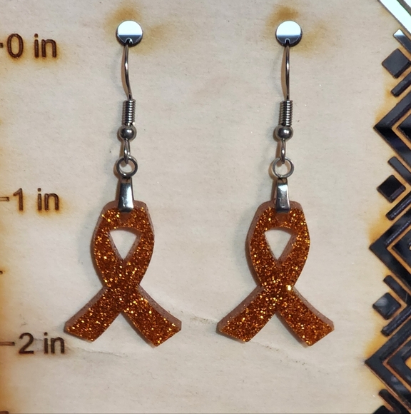 Hand Crafted Jewelry - Shimmering Strength Orange Acrylic Drop Earrings